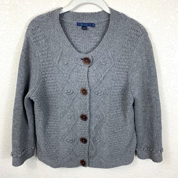 Boden Sweaters - Boden 100% Wool Gray Chunky Cardigan